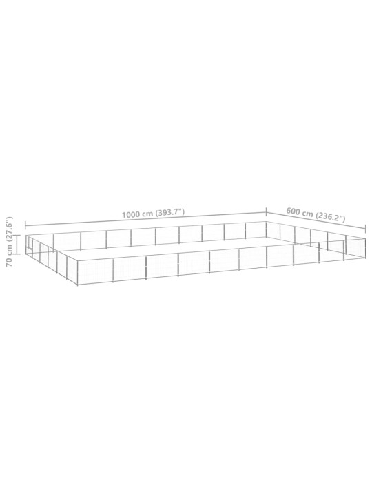 Psí kotec stříbrný 60 m² ocel
