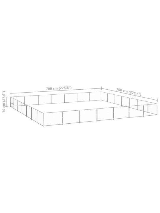 Psí kotec stříbrný 49 m² ocel