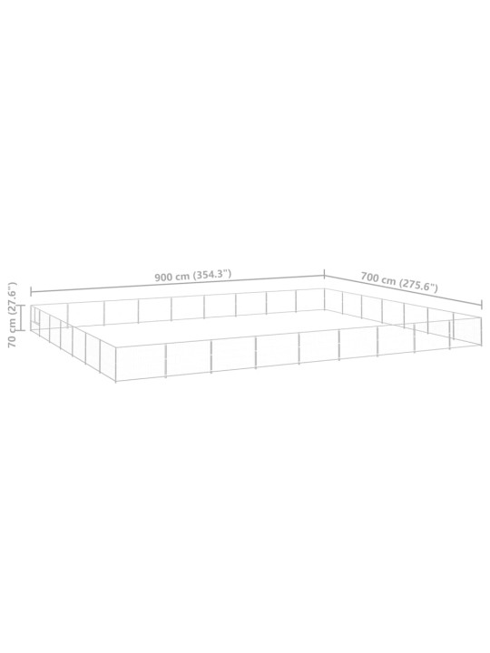Psí kotec stříbrný 63 m² ocel