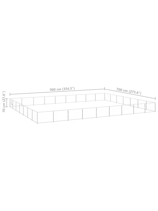 Psí kotec stříbrný 63 m² ocel