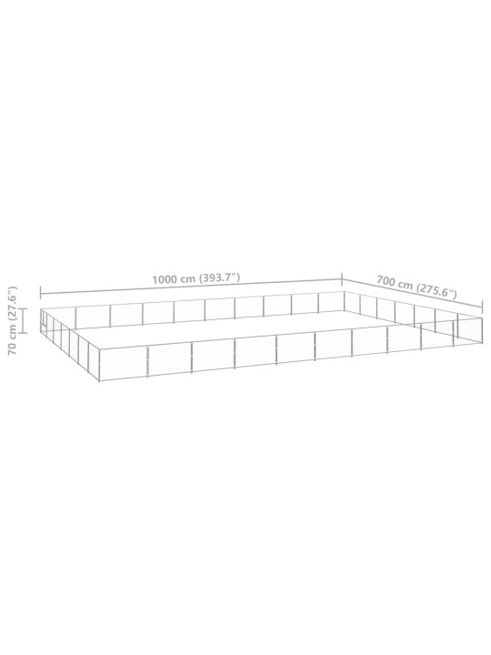 Psí kotec stříbrný 70 m² ocel