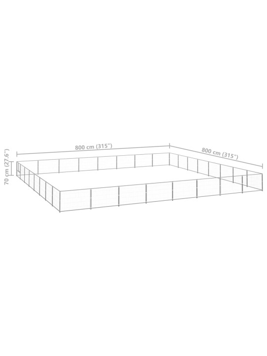 Psí kotec stříbrný 64 m² ocel
