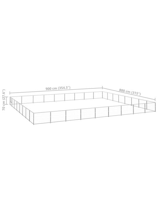 Psí kotec stříbrný 72 m² ocel
