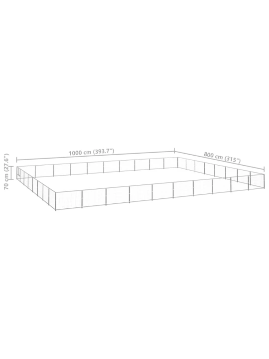 Psí kotec stříbrný 80 m² ocel