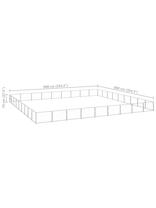 Psí kotec stříbrný 81 m² ocel
