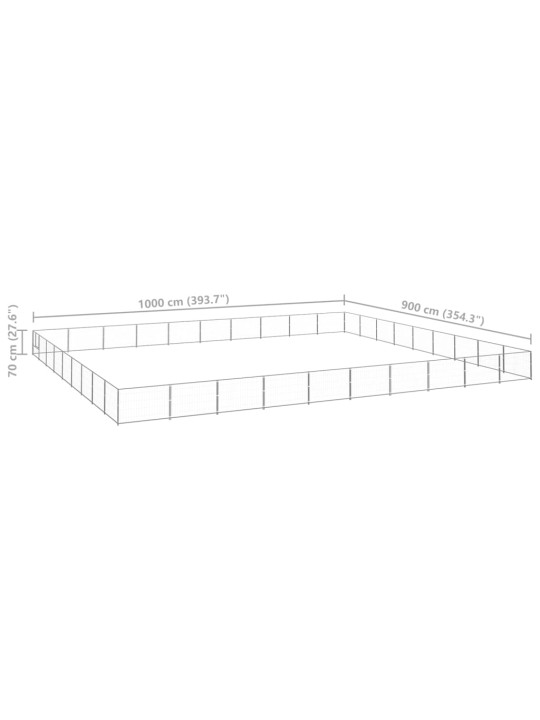 Psí kotec stříbrný 90 m² ocel
