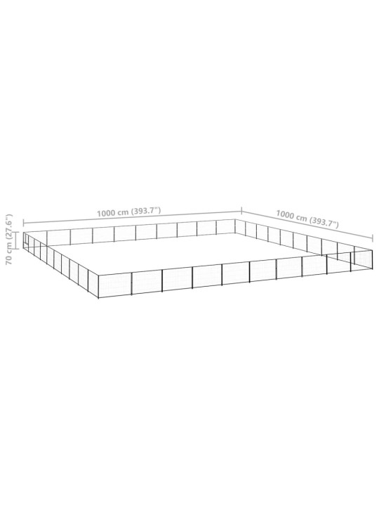 Psí kotec černý 100 m² ocel