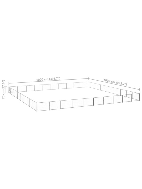 Psí kotec stříbrný 100 m² ocel