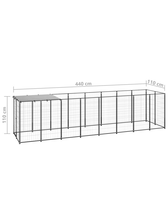 Psí kotec černý 4,84 m² ocel