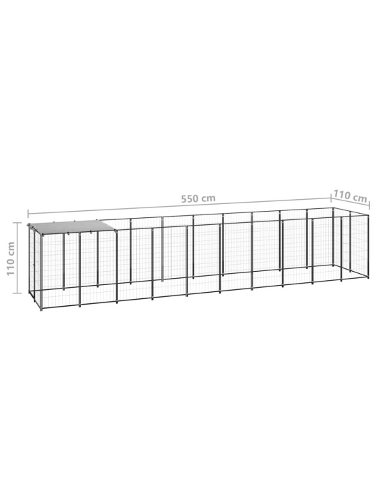 Psí kotec černý 6,05 m² ocel