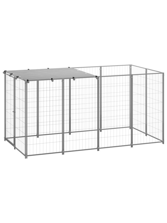 Psí kotec stříbrný 2,42 m² ocel