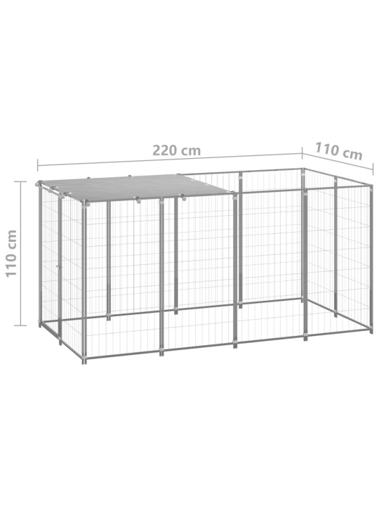 Psí kotec stříbrný 2,42 m² ocel