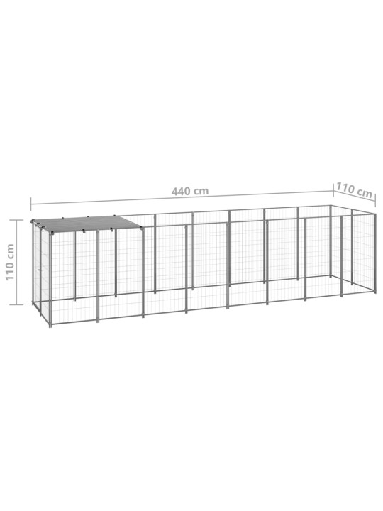 Psí kotec stříbrný 4,84 m² ocel
