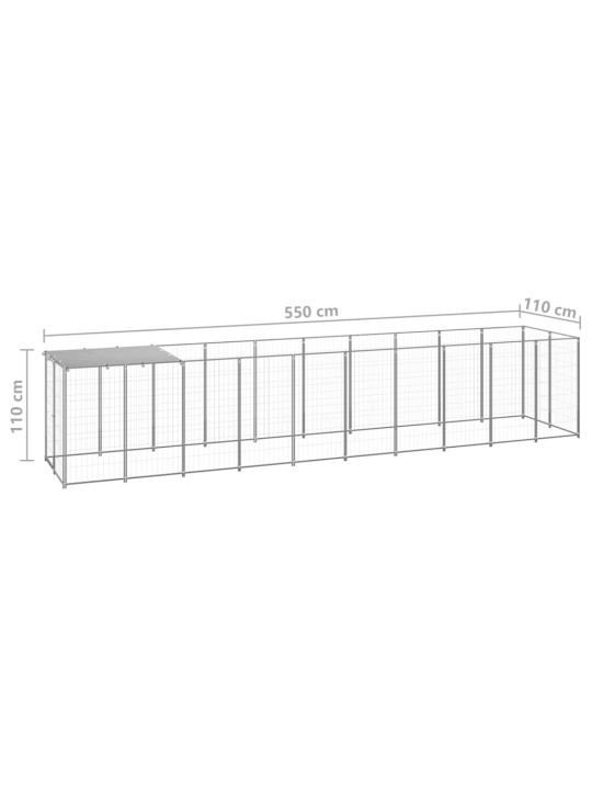 Psí kotec stříbrný 6,05 m² ocel