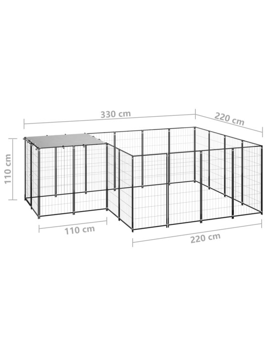 Psí kotec černý 6,05 m² ocel