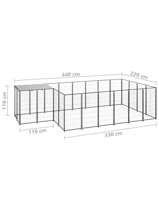 Psí kotec černý 8,47 m² ocel