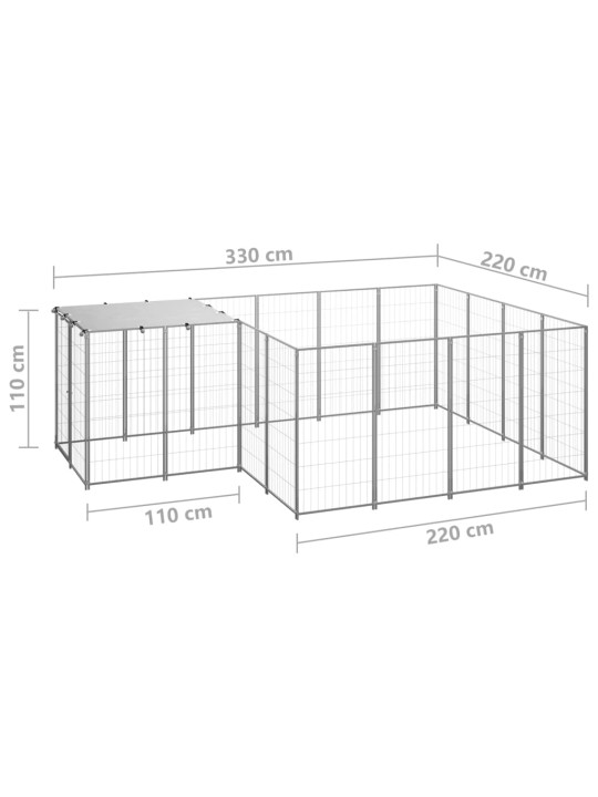 Psí kotec stříbrný 6,05 m² ocel