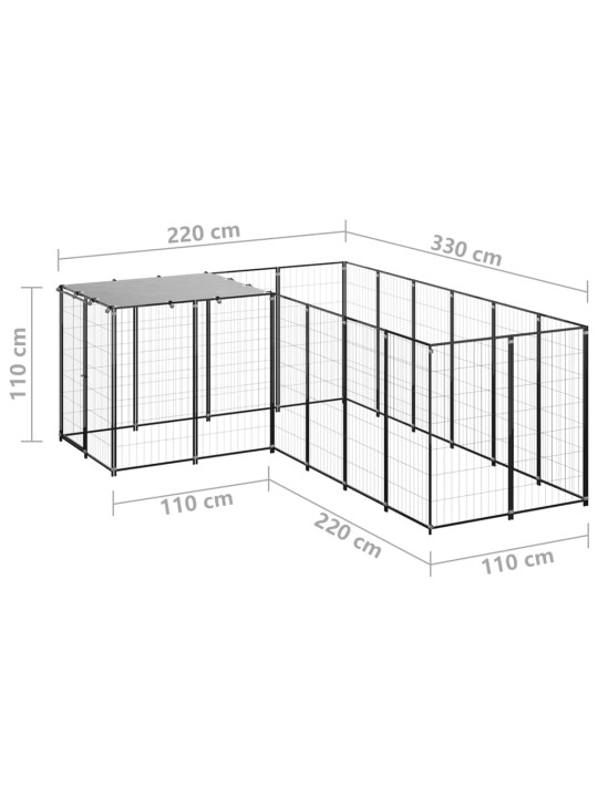 Psí kotec černý 4,84 m² ocel