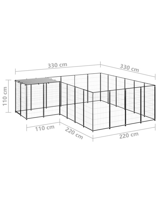 Psí kotec černý 8,47 m² ocel