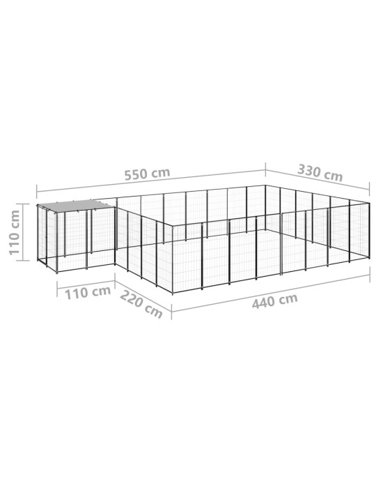 Psí kotec černý 15,73 m² ocel