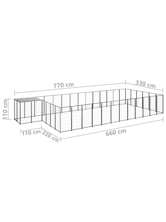 Psí kotec černý 22,99 m² ocel