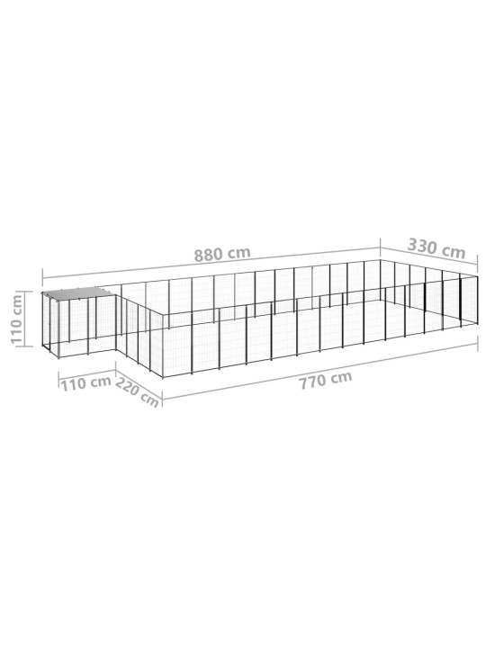 Psí kotec černý 26,62 m² ocel