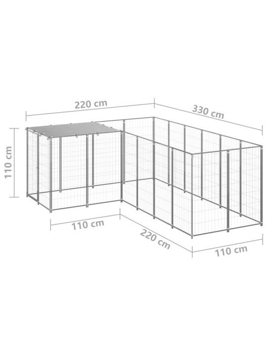Psí kotec stříbrný 4,84 m² ocel
