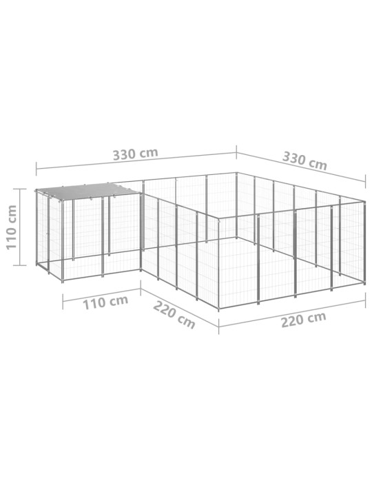 Psí kotec stříbrný 8,47 m² ocel
