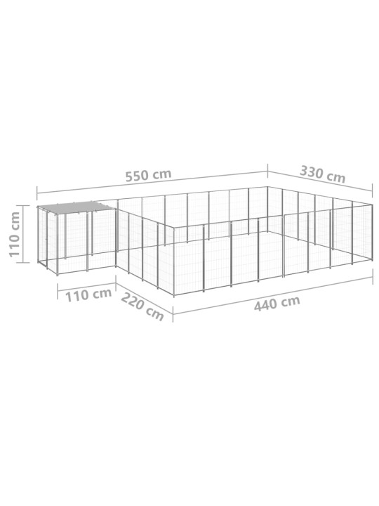 Psí kotec stříbrný 15,73 m² ocel