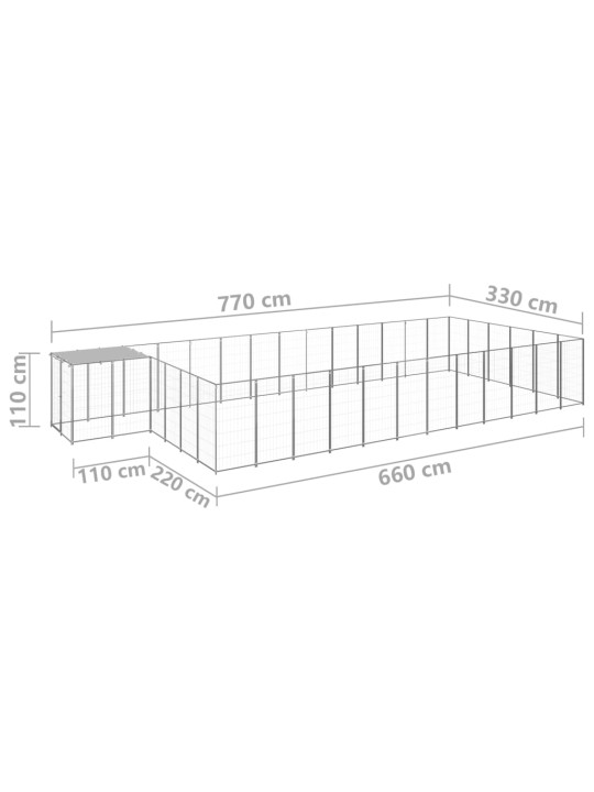 Psí kotec stříbrný 22,99 m² ocel