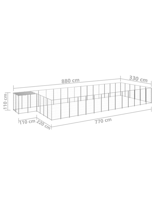 Psí kotec stříbrný 26,62 m² ocel