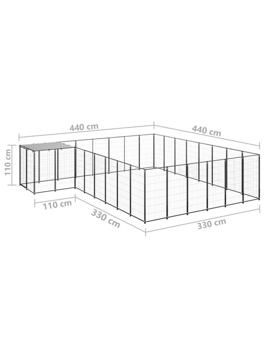 Psí kotec černý 15,73 m² ocel
