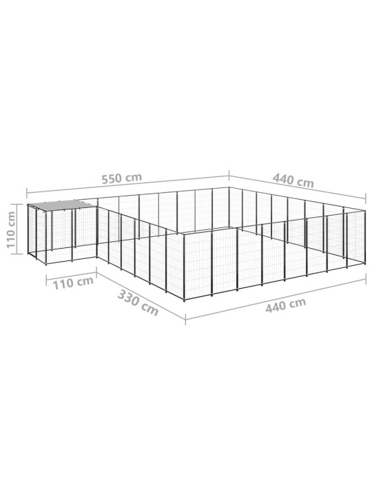 Psí kotec černý 20,57 m² ocel
