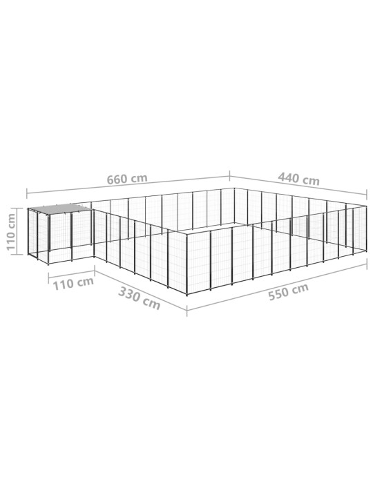 Psí kotec černý 25,41 m² ocel