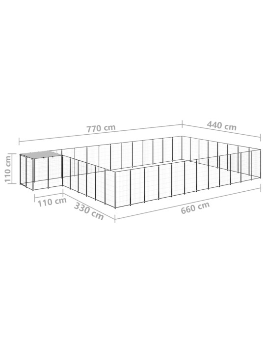 Psí kotec černý 30,25 m² ocel