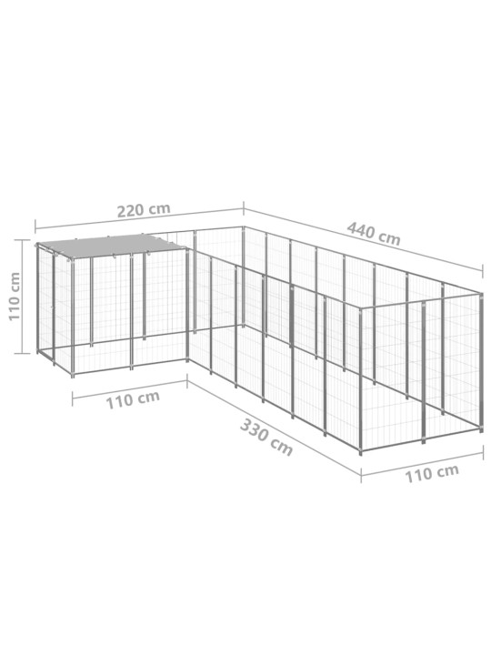 Psí kotec stříbrný 6,05 m² ocel