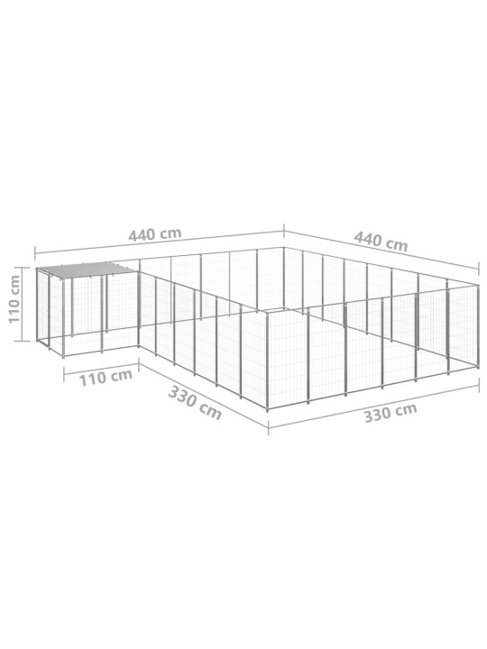 Psí kotec stříbrný 15,73 m² ocel