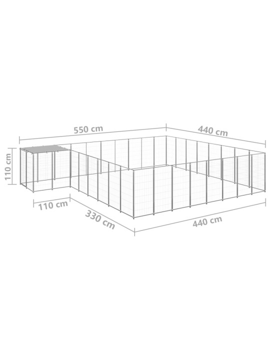 Psí kotec stříbrný 20,57 m² ocel