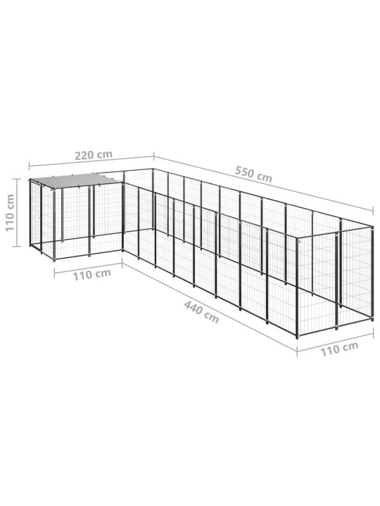 Psí kotec černý 7,26 m² ocel