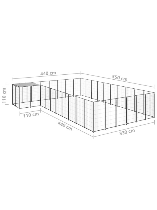 Psí kotec černý 19,36 m² ocel