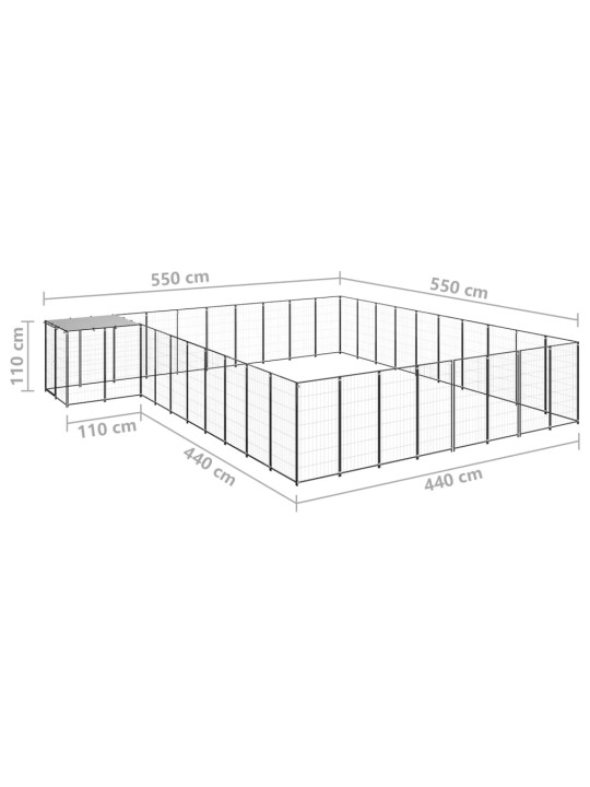 Psí kotec černý 25,41 m² ocel
