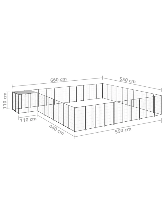 Psí kotec černý 31,46 m² ocel