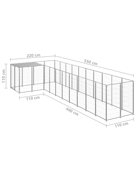 Psí kotec stříbrný 7,26 m² ocel