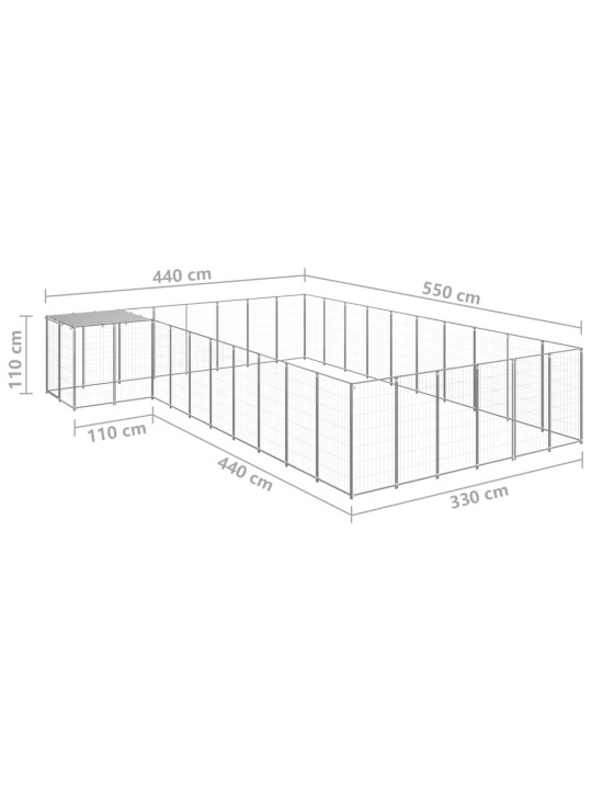 Psí kotec stříbrný 19,36 m² ocel
