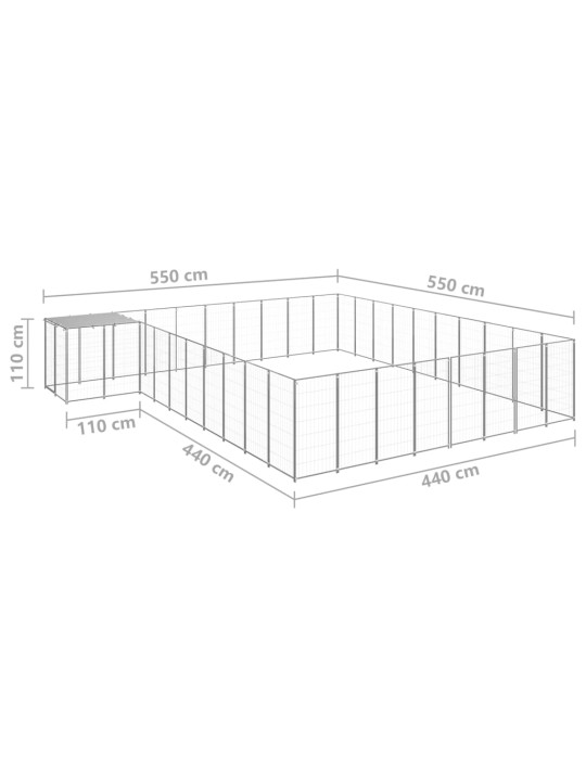 Psí kotec stříbrný 25,41 m² ocel
