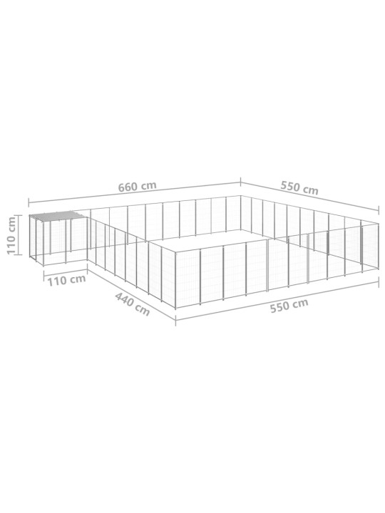 Psí kotec stříbrný 31,46 m² ocel