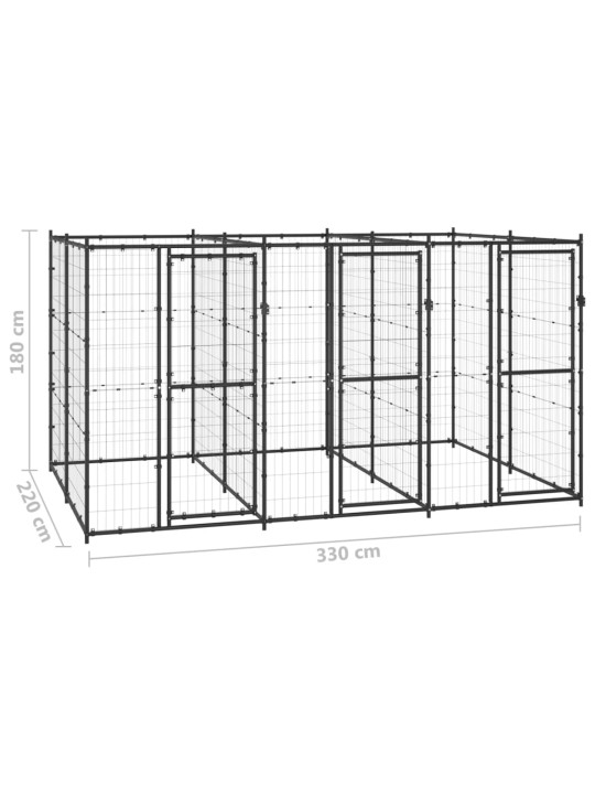 Venkovní psí kotec ocel 7,26 m²