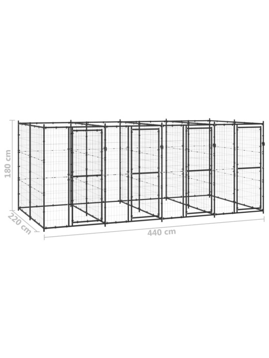 Venkovní psí kotec ocel 9,68 m²