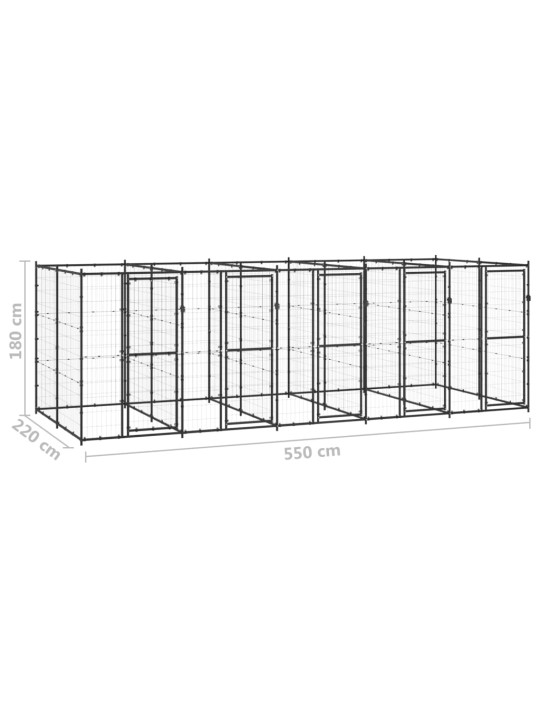 Venkovní psí kotec ocel 12,1 m²