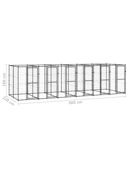 Venkovní psí kotec ocel 14,52 m²